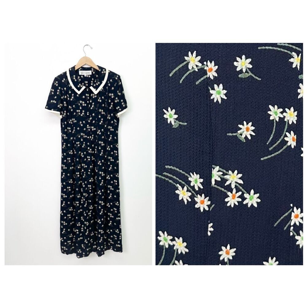 Sara Campbell Vintage Talbots Women’s All Over Floral Button Front Collared Maxi